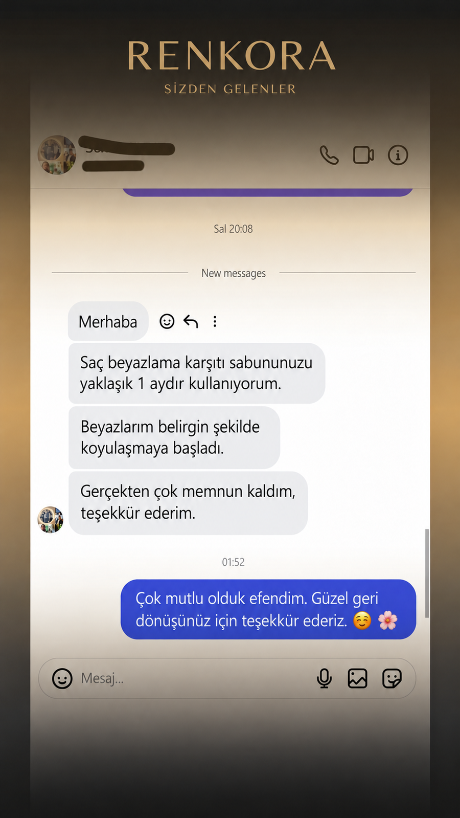 Müşteri mesajı